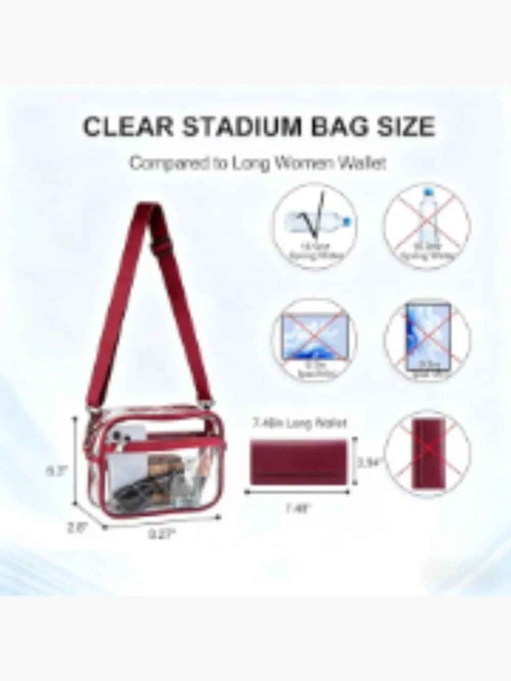 Clear Crossbody Purse for Stadium Events | Transparent PVC Bag with Adjustable